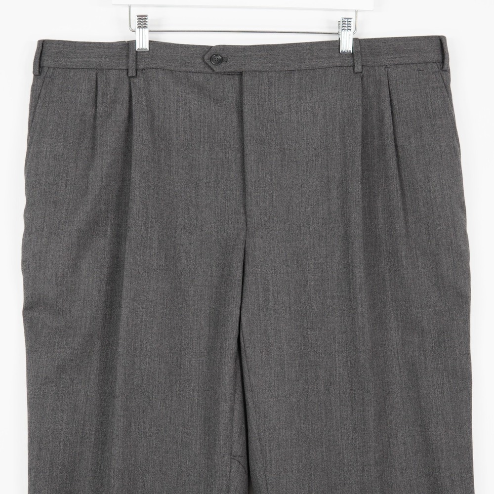 Joseph & Feiss Gold Wool Gray Dress Pants Trousers 44 / 37 Uncut Hem Pleated